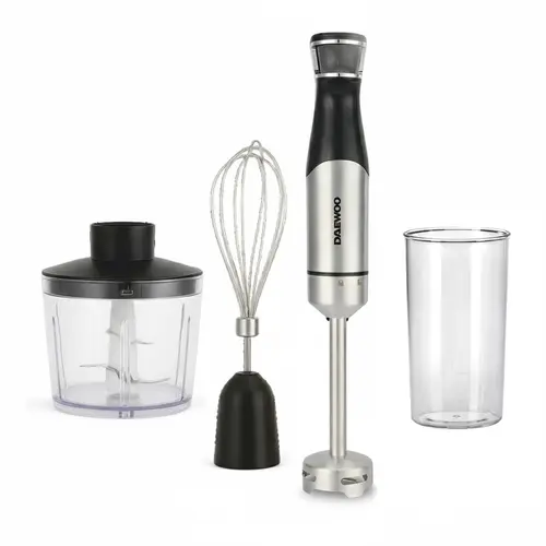 Mixer vertical Daewoo DHB100X, putere 1000 W, tija detasabila din inox, 6 trepte de viteza, functie turbo, lama din inox (Negru/Argintiu)