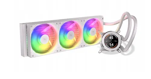 Cooler CPU Krux HydroGlance 360 aRGB, LCD, 3 x 120mm, 1800 rpm (Alb)