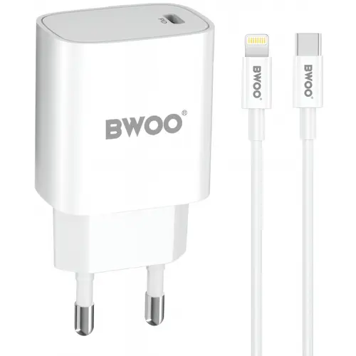 Incarcator retea BWOO CDA159, 20W, Lightning - USB-C (Alb)
