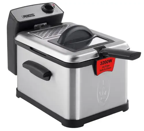 Friteuza Princess Superior 0118300101050, 3200 W, 3 l, temperatura pana la 190°C, tehnologia inchCool zoneinch (Negru/Inox)