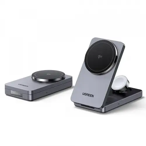 Incarcator retea UGREEN W707 3in1, Wireless, 25W (Gri)