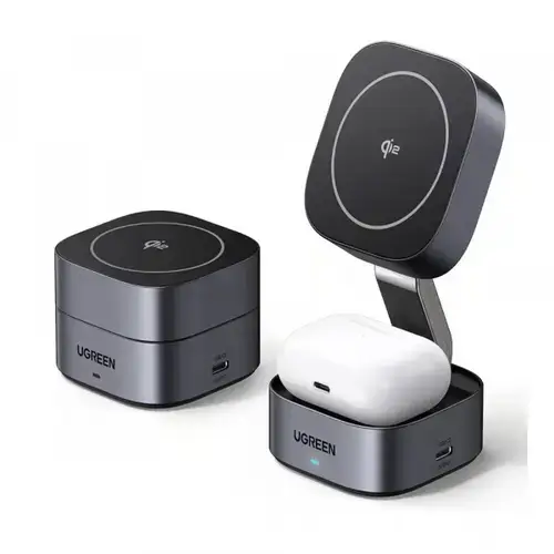 Incarcator retea UGREEN W702 3in1, Wireless, 20W, 1 x USB-C (Negru)
