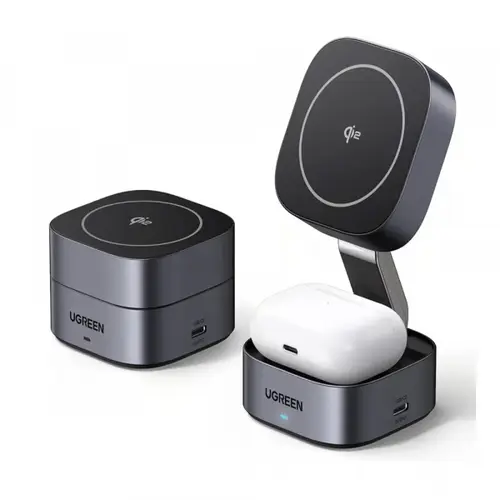 Incarcator retea UGREEN W702 3in1, Wireless, 20W, 1 x USB-C (Negru)
