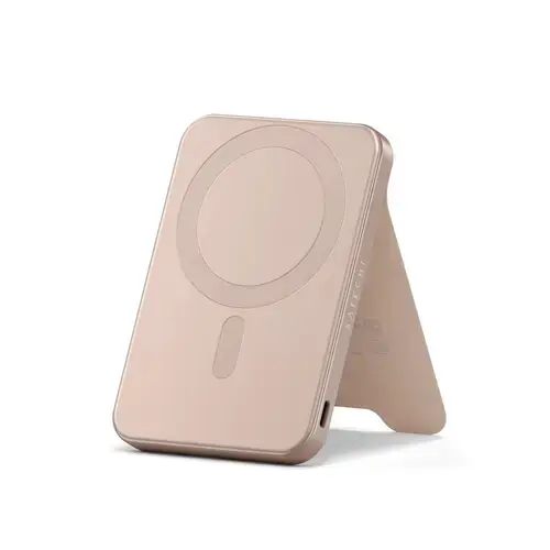 Acumulator extern Satechi ST-B5Q2SR, 5000mAh cu suport, Wireless, 15 W (Roz)