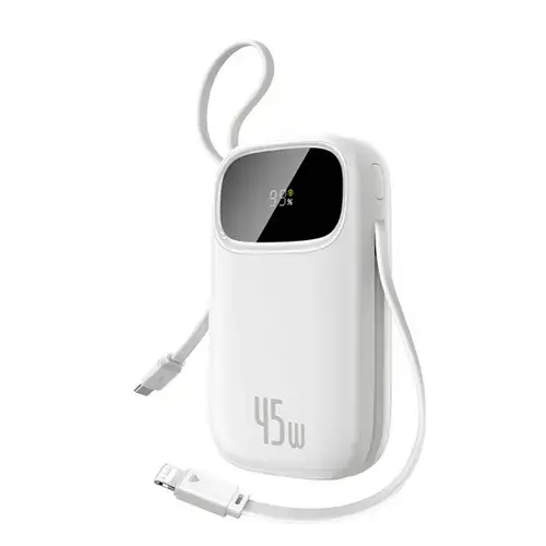 Baterie Externa Baseus EnerFill FC31 Qpow 3, 20000mAh, 45W, QC + PD, 1 x Lightning - 1 x USB-A - 2 x USB-C, E0028D01 (Alb)
