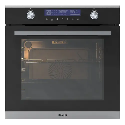 Cuptor incorporabil Samus SC631GD13, 74 l, 3440 W, 13 functii, Gatire 3D, Grill electric, Ventilator, Timer digital (Negru)