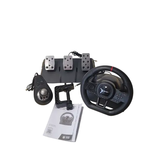 Set volan cu pedale si schimbator Tracer SimRacer TRAJOY47345 GameZone, 6in1, PlayStation 4, PC, Xbox One, Series X/S, Nintendo Switch (Negru)