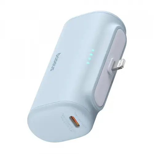 Baterie Externa Baseus Compact, 5000mAh, 20W, PD, 1 x Lightning - 1 x USB-C, P10068307313-00 (Albastru)