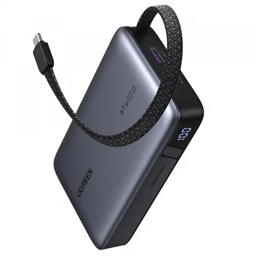 Baterie Externa UGREEN PB550, 20000mAh, 67W, QC + PD, 1 x USB-A - 2 x USB-C (Gri)