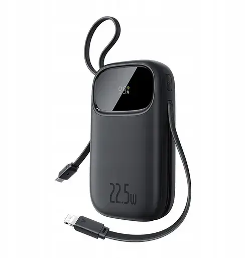 Baterie externa Baseus EnerFill FC31 20.000 mAh, Digital Display, 22.5W, cu cablu USB-C si Lightning inclus (Negru)