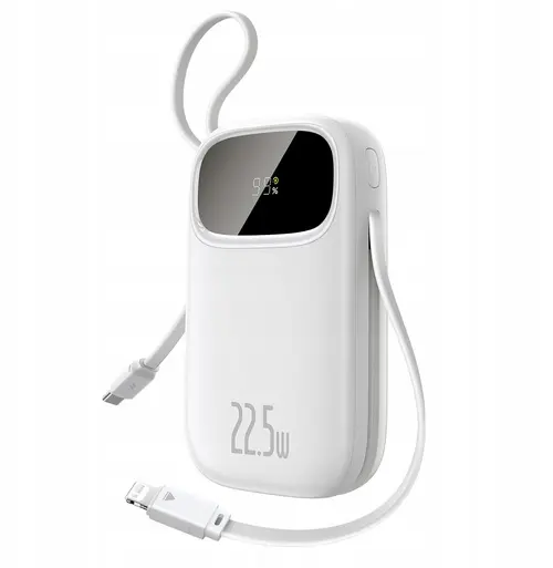 Baterie externa Baseus EnerFill FC31 20.000 mAh, Digital Display, 22.5W, cu cablu USB-C si Lightning inclus P10082107213-00 (Alb)