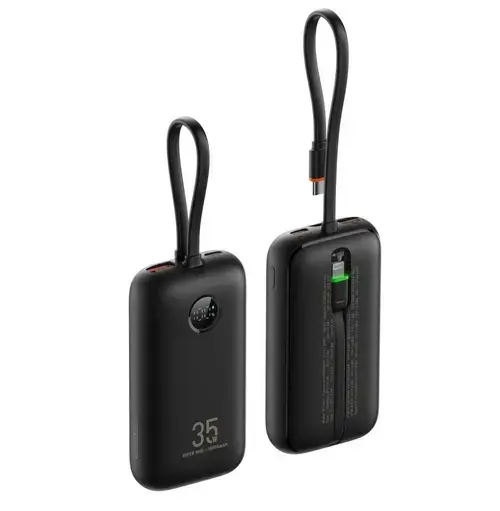 Acumulator extern Veger W1188BLK, 10000 mAh, 35 W, USb Type-C, Lightning, Cablu USB Type-C (Negru)