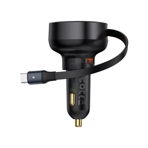Incarcator auto Baseus Enjoyment Pro C00057800111-00, 1x USB Type-C, 1x USB, 60 W (Negru)