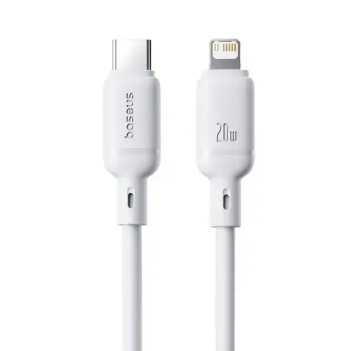 Cablu de date Baseus Silky Series P10377700213-01, USB Type-C la Lightning, 20 W, 2m (Alb)