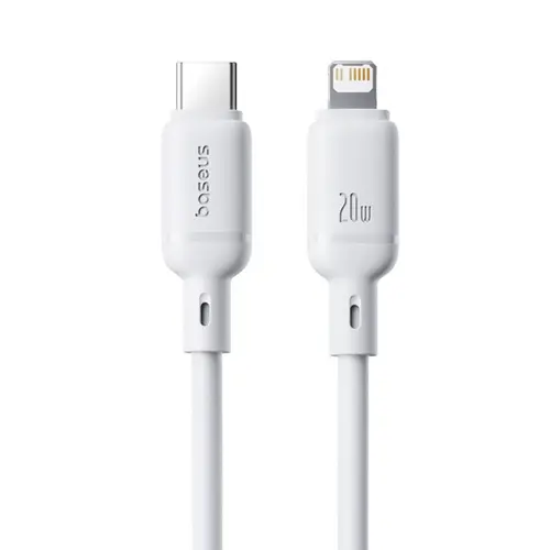 Cablu de date Baseus Silky Series P10377700213-01, USB Type-C la Lightning, 20 W, 2m (Alb)