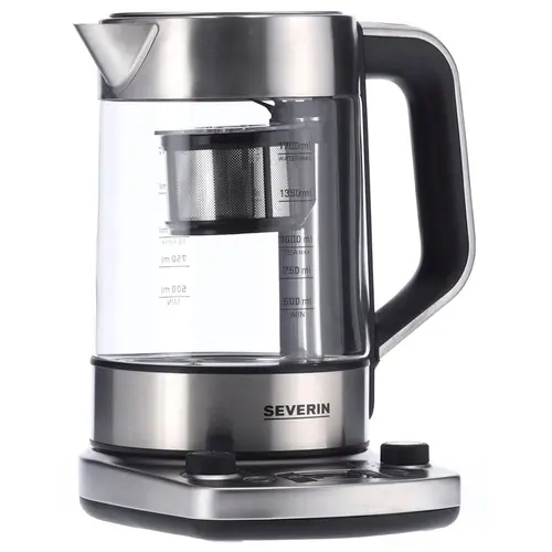 Fierbator profesional Severin WK 3422, control digital, 3000W, volum XXL 1,7 L, baza 360°, 5 programe prestabilite, inox / sticla