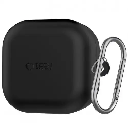 Husa Tech-Protect Silicone Hook pentru Samsung Galaxy Buds4 / Buds4 Pro, Neagra