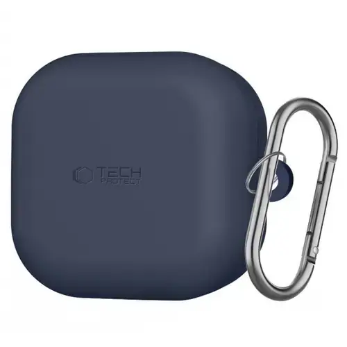 Husa Tech-Protect Silicone Hook pentru Samsung Galaxy Buds4 / Buds4 Pro, Bleumarin