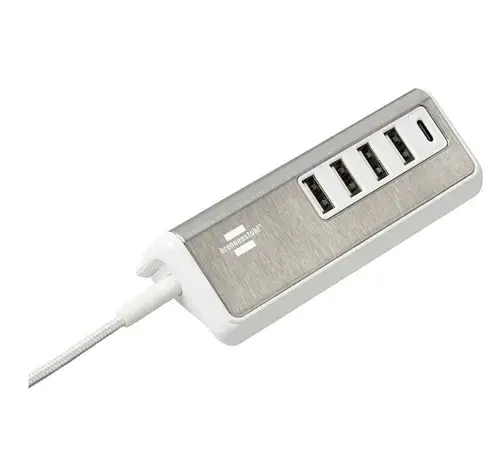 Statie de incarcare Brennenstuhl 214239, 4x USB, 1x USB-B 20W (Alb/Gri)