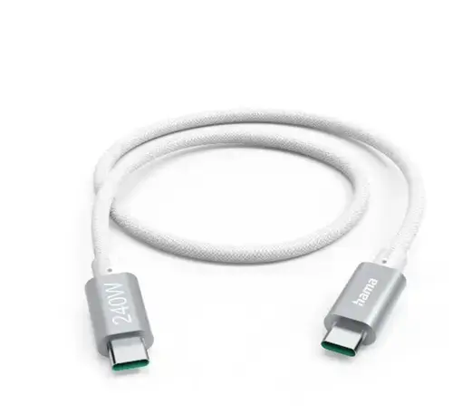 Cablu incarcare 201721, Hama USB-C - USB-C, 240W, USB, 1.5m (Alb)