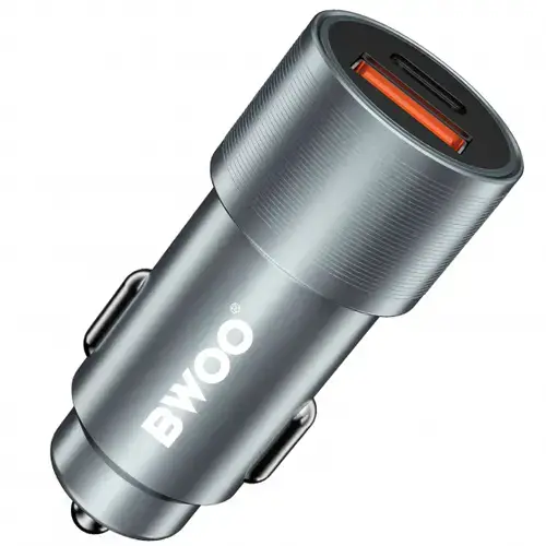 Incarcator Auto BWOO BO-CC73, 38W, 1 x USB-A, 1 x USB-C (Argintiu)