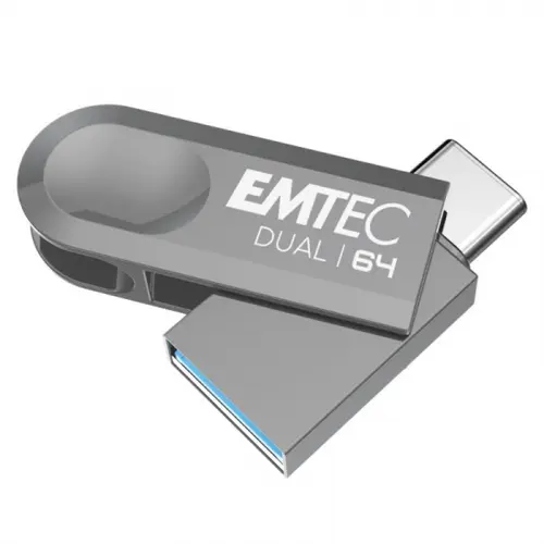 Stick USB Emtec D280 Dual, 64GB,  USB-A/USB-C (Argintiu)