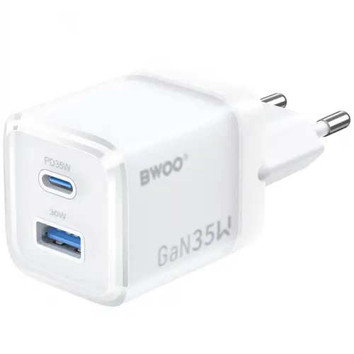 Incarcator retea BWOO CDA222, 35W, 1 x USB-A, 1 x USB-C (Alb)