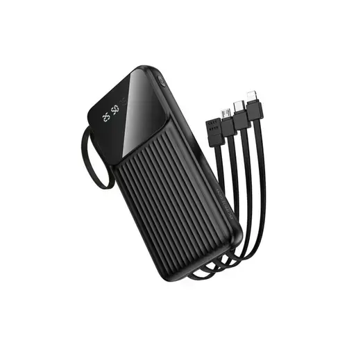 Baterie externa Borofone BJ76, 10000 mAh, 2x USB, 1x USB-C, 15 W, Display, include cablu : USB Type-C, Iphone Lightning, microUSB si USB-A total 5V/2A (Negru)