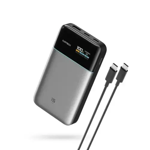 Acumulator extern Cuktech 15 Power Bank Air CKPB150SGLGR, 15000 mAh, 100 W, 1 x USB, 2 x USB Type-C, Digital Display (Gri)