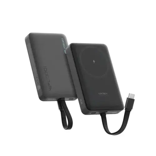 Acumulator extern Cuktech Magnetic CKWPB100LGLBK, 10000mAh, 20W, cablu integrat USB Type-C (Gri)