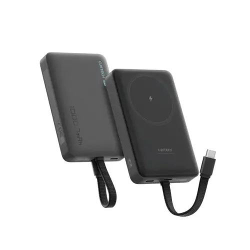 Acumulator extern Cuktech Magnetic CKWPB100LGLBK, 10000mAh, 20W, cablu integrat USB Type-C (Gri)