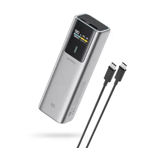 Acumulator extern Cuktech P+ Series 1C1A, 10000 mAh, 150 W, 1 x USB, 1 x USB Type-C (Gri)