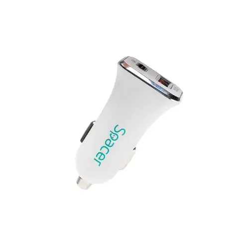 Incarcator auto Spacer SPCC-DUOQ-04, 38 W, 1 x USB + 1 x USB Type-C, USB Quick Charge 18W (Alb)