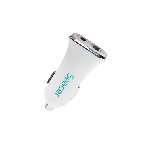 Incarcator auto Spacer SPCC-DUOQ-04, 38 W, 1 x USB + 1 x USB Type-C, USB Quick Charge 18W (Alb)
