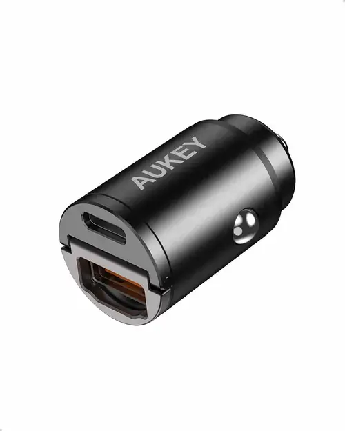 Incarcator auto Aukey CC-A3, 30 W, 1 x USB-C, 1 x USB-A (Negru)