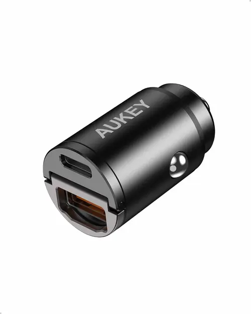 Incarcator auto Aukey CC-A3, 30 W, 1 x USB-C, 1 x USB-A (Negru)