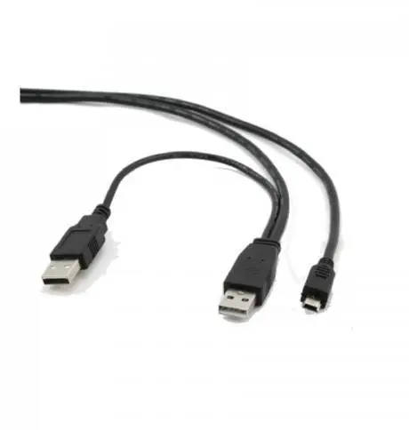 Cablu de date si alimentare Gembird CCP-USB22-AM5P-3, USB 2.0 (T) la Mini-USB 2.0 (T), 0.9m, conectori auriti, extra power socket USB 2.0 (T) (Negru)