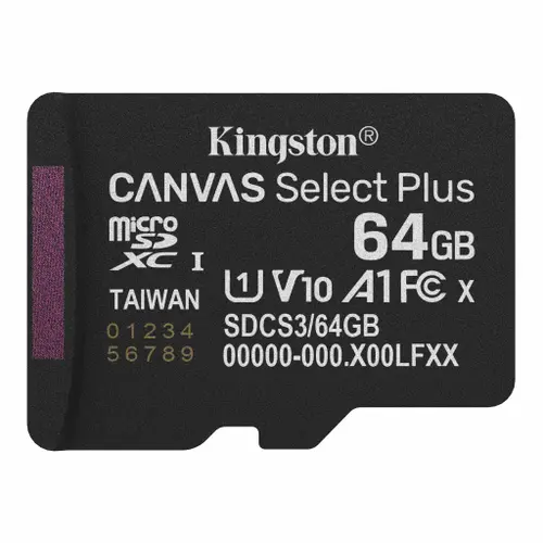 Card de Memorie MicroSDXC Kingston Select Plus Gen3  SDCS3/64GBSP, 64GB, Clasa 10 UHS-I