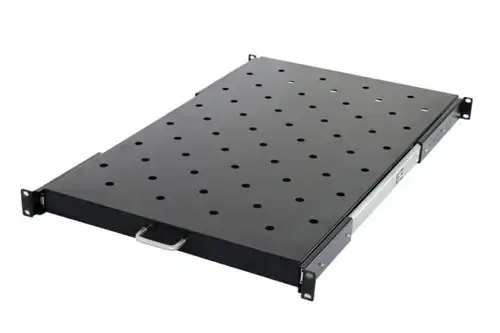 Raft culisant Spacer SPSS-1U366-BK-03, 1U pentru rack 19inch, adancime 366mm, pentru cabinet de 600mm, sarcina maxima 60Kg, vopsea antistatic, otel 1.2mm (Negru)