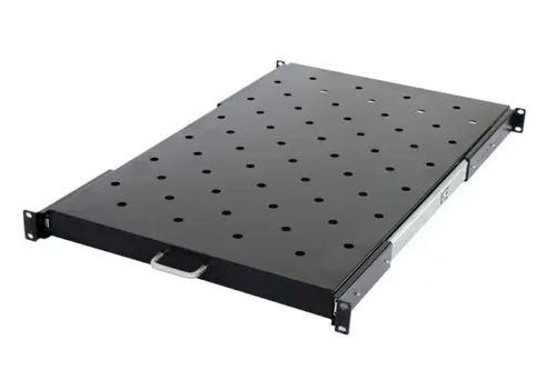Raft culisant Spacer SPSS-1U366-BK-03, 1U pentru rack 19inch, adancime 366mm, pentru cabinet de 600mm, sarcina maxima 60Kg, vopsea antistatic, otel 1.2mm (Negru)