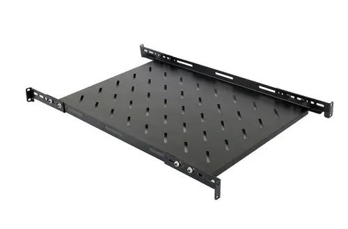 Raft fix Spacer SPSF-1U500E-BK-03, 1U, pentru rack 19inch, adancime 500mm, pentru cabinet de 800mm, cu urechi fixare, sarcina maxima 60Kg, vopsea antistatic, otel 1.2mm (Negru)