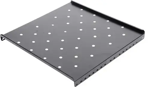 Raft fix Spacer SPSF-1U650H-BK-03, 1U, pentru rack 19inch, adancime 650mm, compatibil cabinet de 1000mm, vopsea antistatic, otel 1.2mm (Negru)