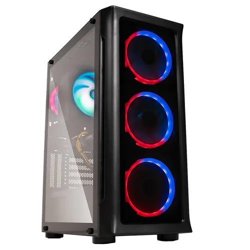 Calculator Sistem Desktop PC Gaming Spacer Overlord SPACER-Overlord-09VN, AMD Ryzen 5 5600, 32 GB DDR4, 1TB SSD, RX 7600 Challenger 8GB OC, No OS (Negru)