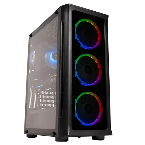 Calculator Sistem PC Gaming Spacer Conqueror, Procesor AMD Ryzen 5 9600X, 6 nuclee, 32MB L3, 32GB DDR5, 2TB SSD, Radeon RX 9060 XT Challenger 8GB OC, No OS (Negru)