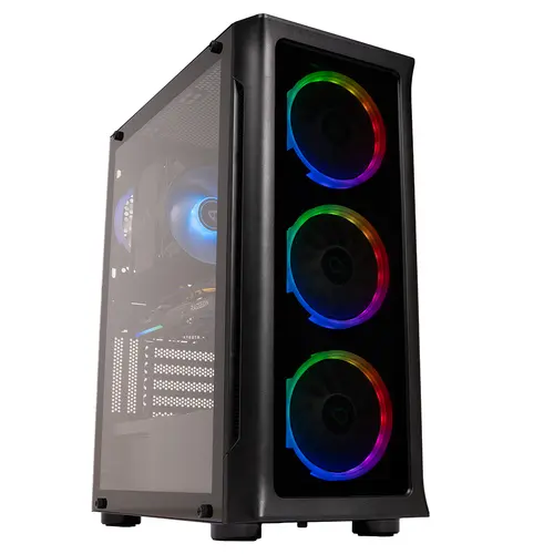 Calculator Sistem PC Gaming Spacer Conqueror, Procesor AMD Ryzen 5 9600X, 6 nuclee, 32MB L3, 32GB DDR5, 2TB SSD, Radeon RX 9060 XT Challenger 8GB OC, No OS (Negru)