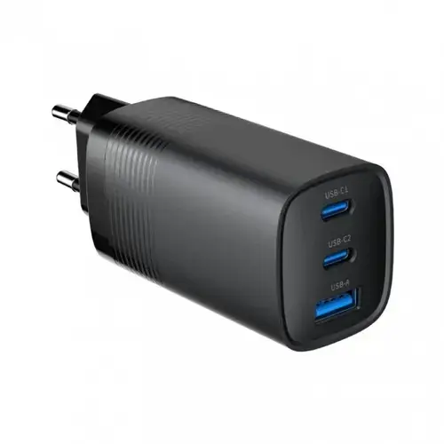 Incarcator retea Gembird TA-UC-PDQC65-01-BK, 2 x USB Type-C 3.25A PD 65W, 1 x USB-A 3.0 maxim 2.25A QC 27W (Negru)
