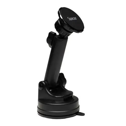 Suport auto magnetic Spacer SPCH-MAG-VNTZ-02, 2in1, fixare prin Ventuza sau in Grila de ventilatie, Magnetic, 4 SuperMagneti N50, Brat Telescopic,rotire 360 grade (Negru)