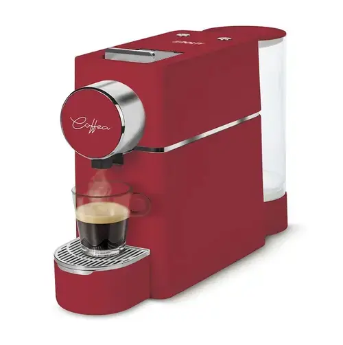 Espressor de cafea Polti Coffea S18R pentru espresso si cafea lunga, compatibil cu capsule E.S.E. de 44 mm, rezervor detasabil de 0,85 l, pompa 19 BAR (Rosu)
