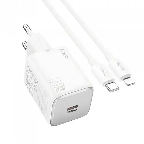 Incarcator retea HOCO N40, 20W, Lightning - 1 x USB-C (Alb)