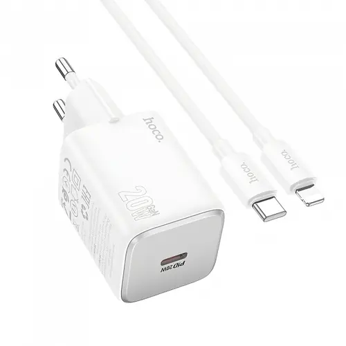 Incarcator retea HOCO N40, 20W, Lightning - 1 x USB-C (Alb)